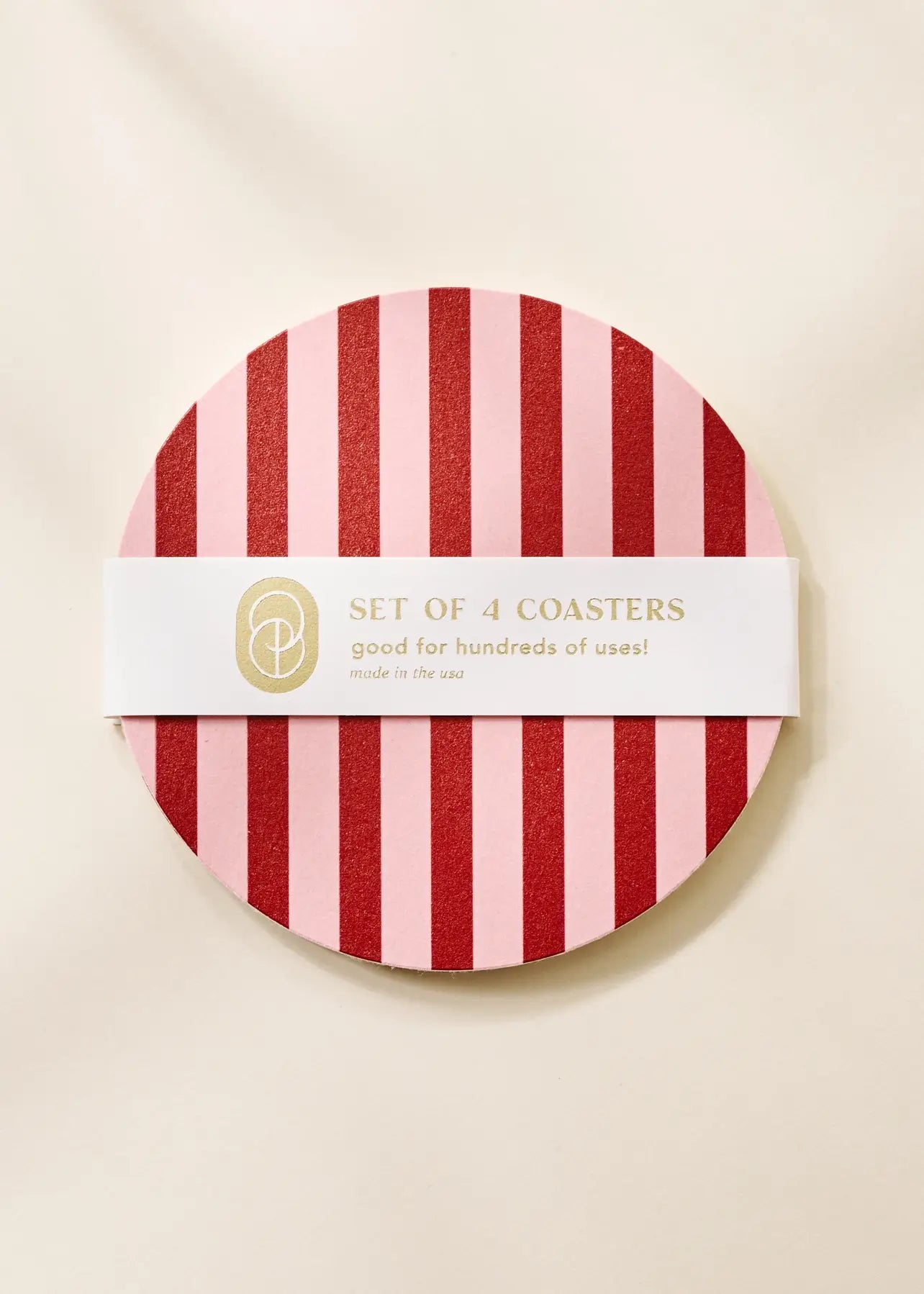 fun set of pink and red coasters