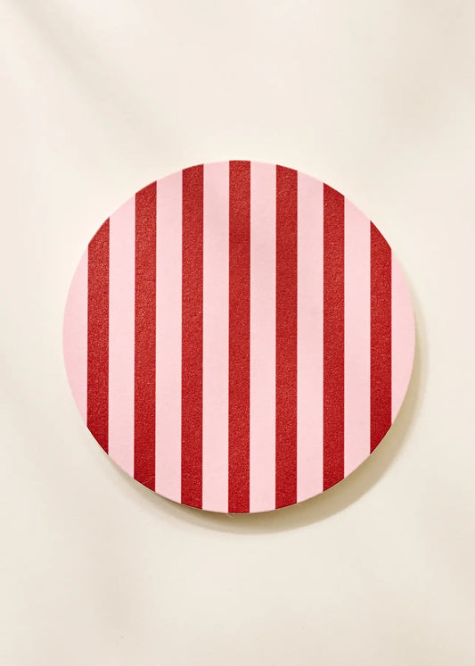 fun pink and red striped coasters