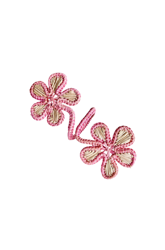 woven napkin ring- pink flower napkin ring by coro cora