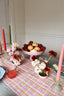 pink unique ceramic cake stand on spring table