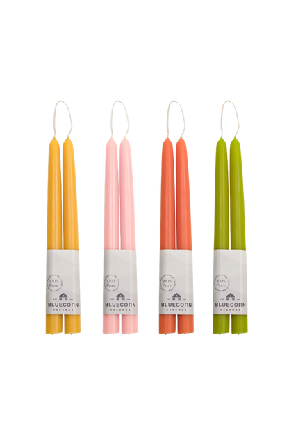 colorful sustainable taper candles for dinner beeswax