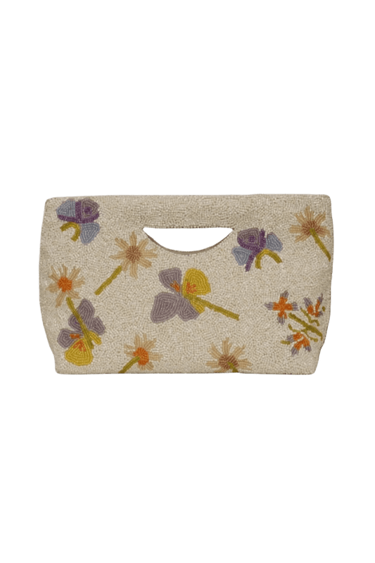 dried flowers beaded bridal clutch - wallflower