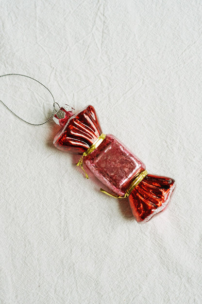whimsical red and pink christmas candy ornament glass blown ornaments on wallflower