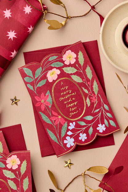 floral red christmas card by wanderlust paper co ✿ shop merry christmas cards at wallflower