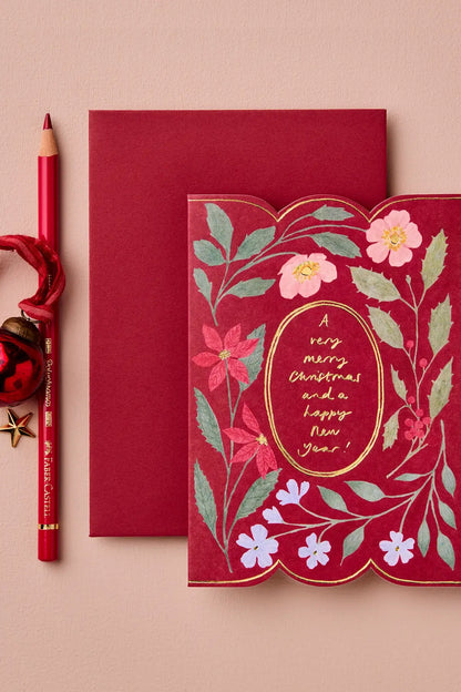 floral red christmas card by wanderlust paper co blank inside ✿ shop merry christmas cards at wallflower