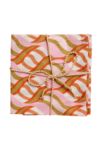 Pink and Green Block Print Napkins from studio wallflower shop 