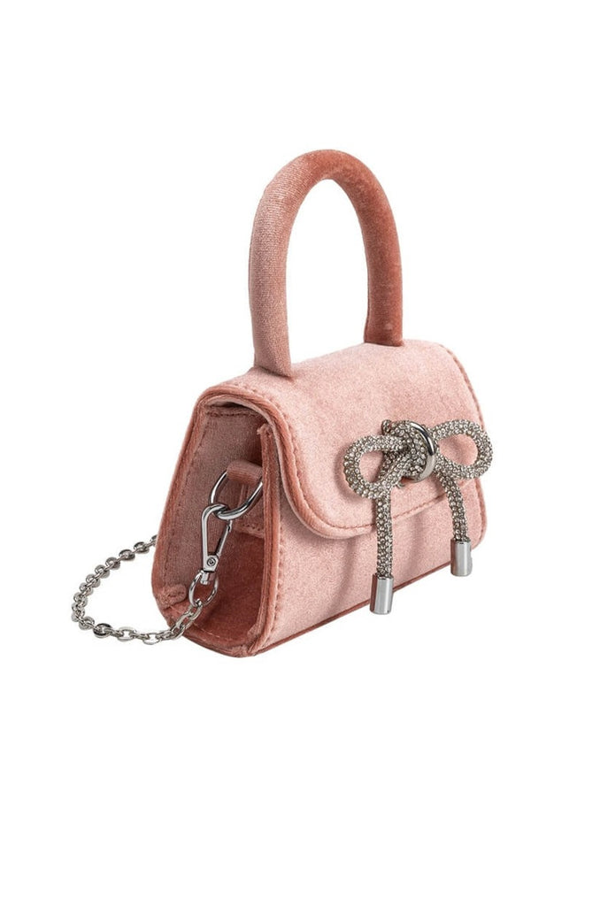 Melie Bianco mini bow bag in velvet blush from shop wallflower