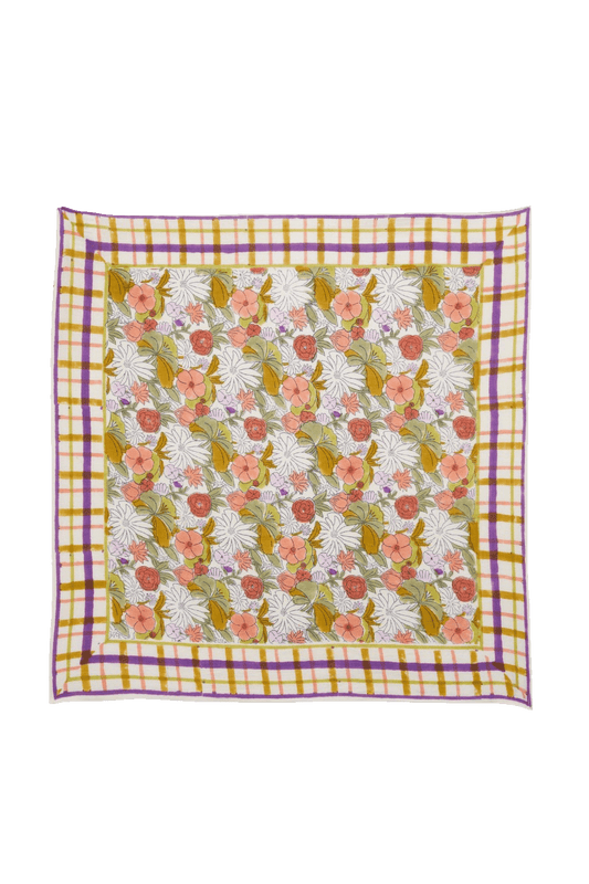 indian block print floral square scarf