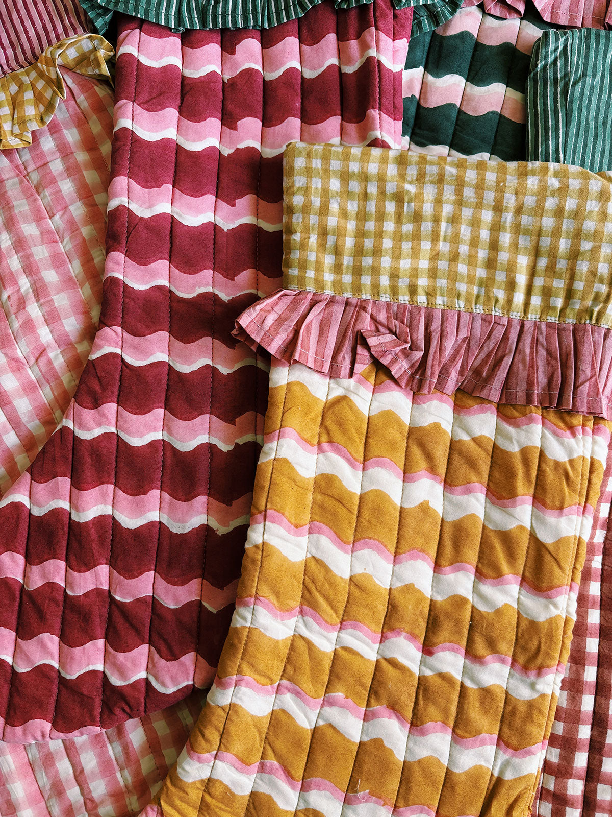 colorful quilted christmas stockings from wallflower