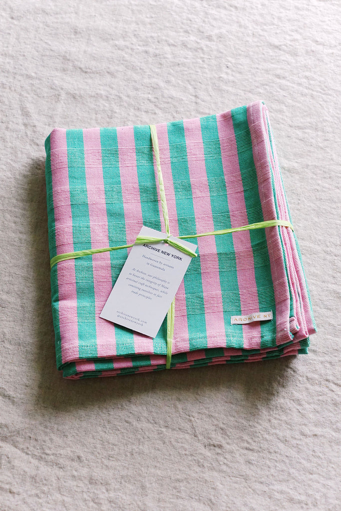 archive new york striped flora table runner in pink and green via wallflower