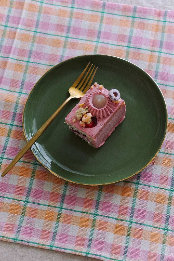 pink cake slice with archive new york marguerite table runner ✿ shop artisan home on wallflower