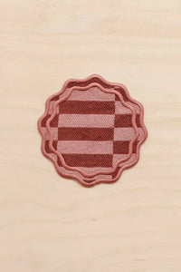 Fabric Coaster Set of 2 in Rose Checkerboard by TBCo