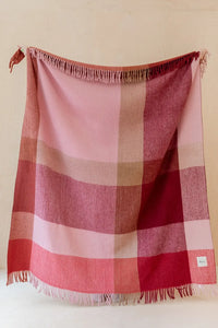 TBCo Recycled Wool Blanket in Berry Waffle Block Check