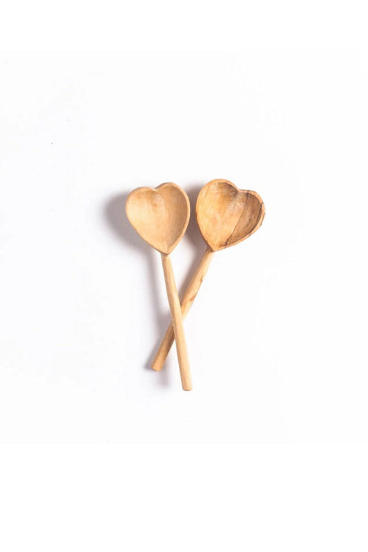 set of wooden heart teaspoons