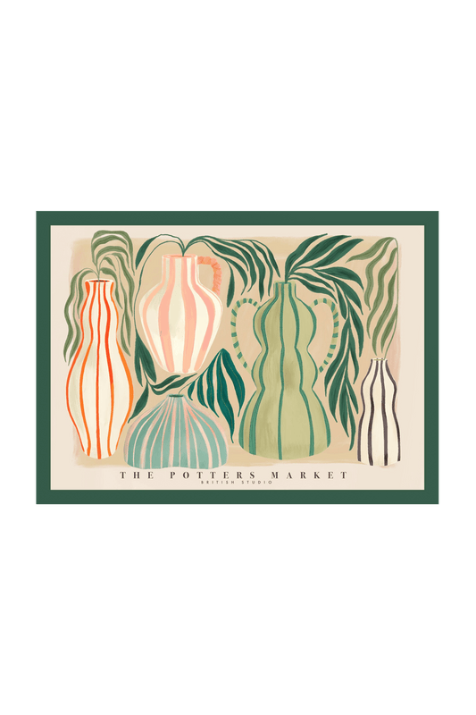 potters market whimsical danish pastels art print
