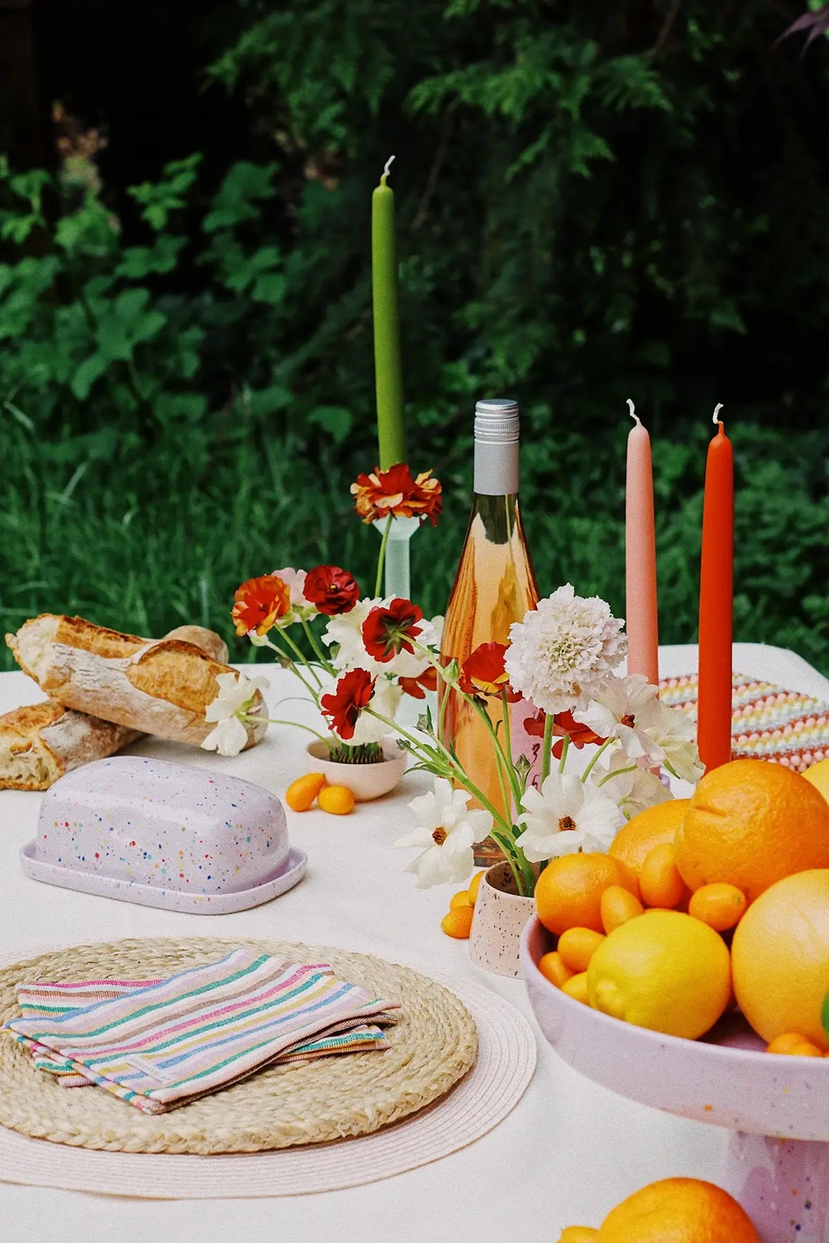 colorful summer table decor by wallflower