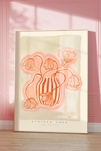 red + pink vase whimsical still life art print