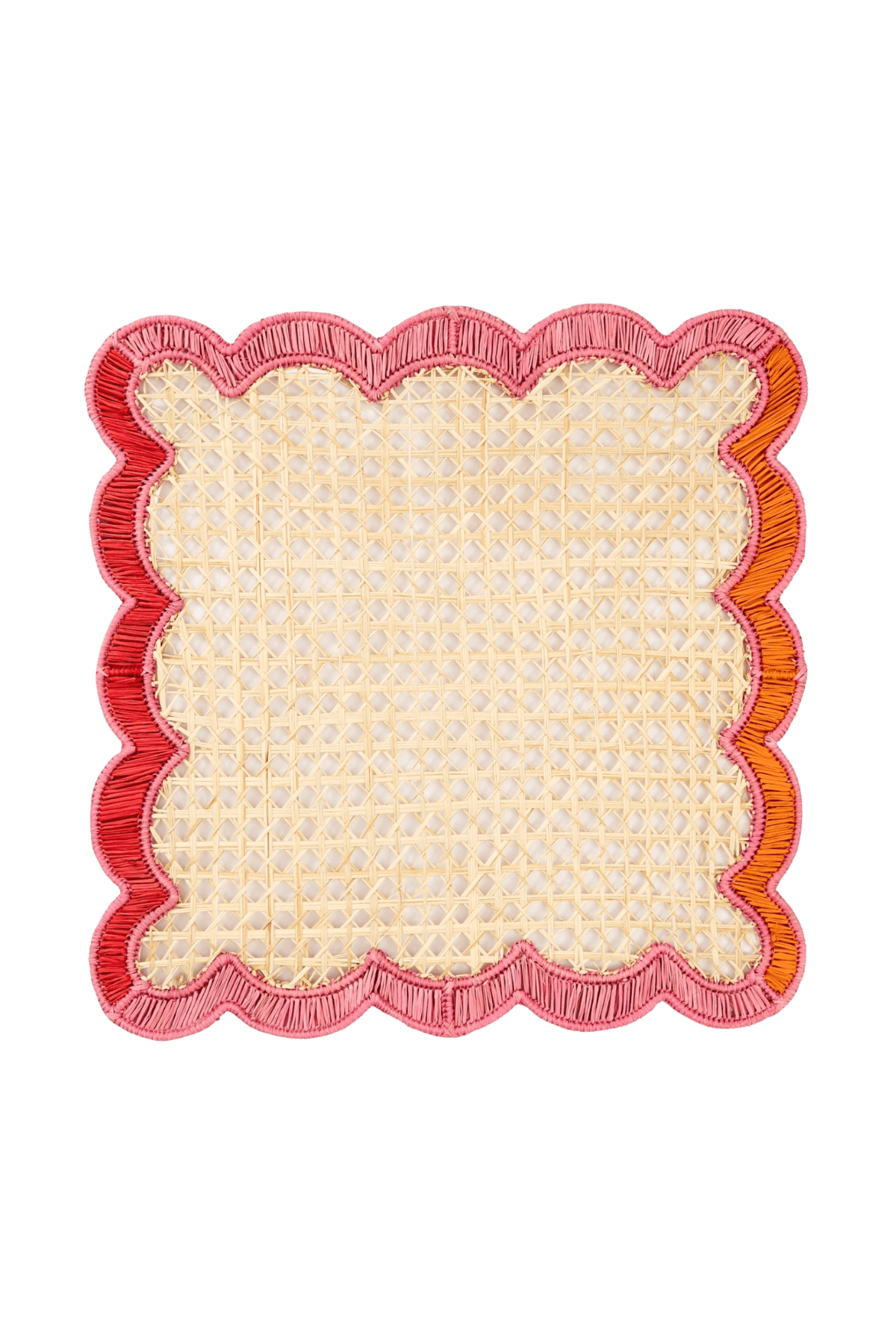wavy pink placemats - fair trade woven place mat with pink + orange