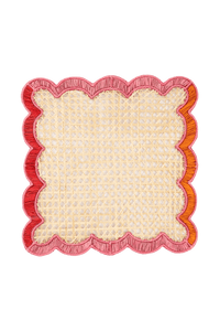 wavy pink placemats - fair trade woven place mat with pink + orange