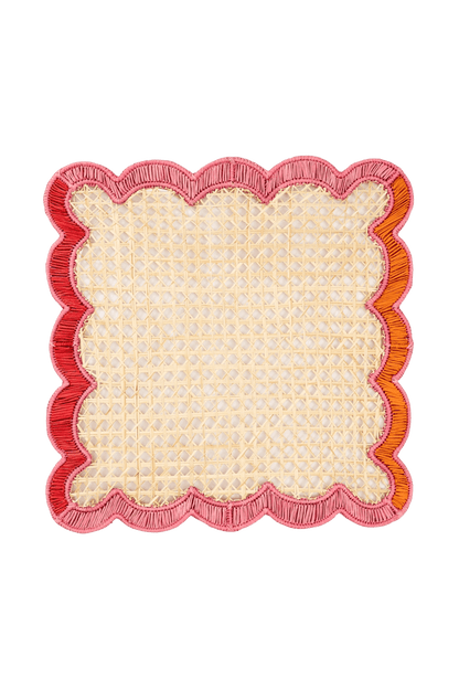 wavy pink placemats - fair trade woven place mat with pink + orange