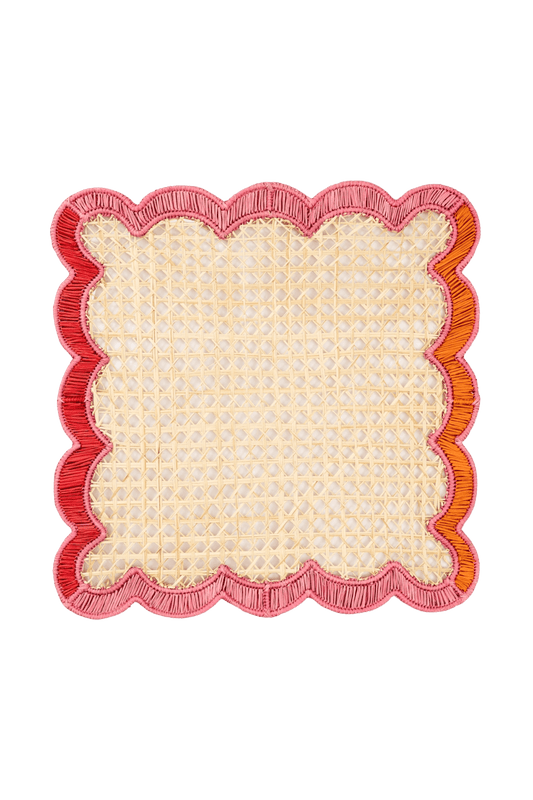 wavy pink placemats - fair trade woven place mat with pink + orange