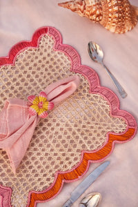 wavy pink placemats - fair trade woven place mat with pink + orange