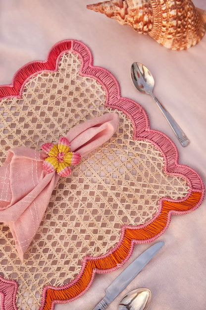 wavy pink placemats - fair trade woven place mat with pink + orange