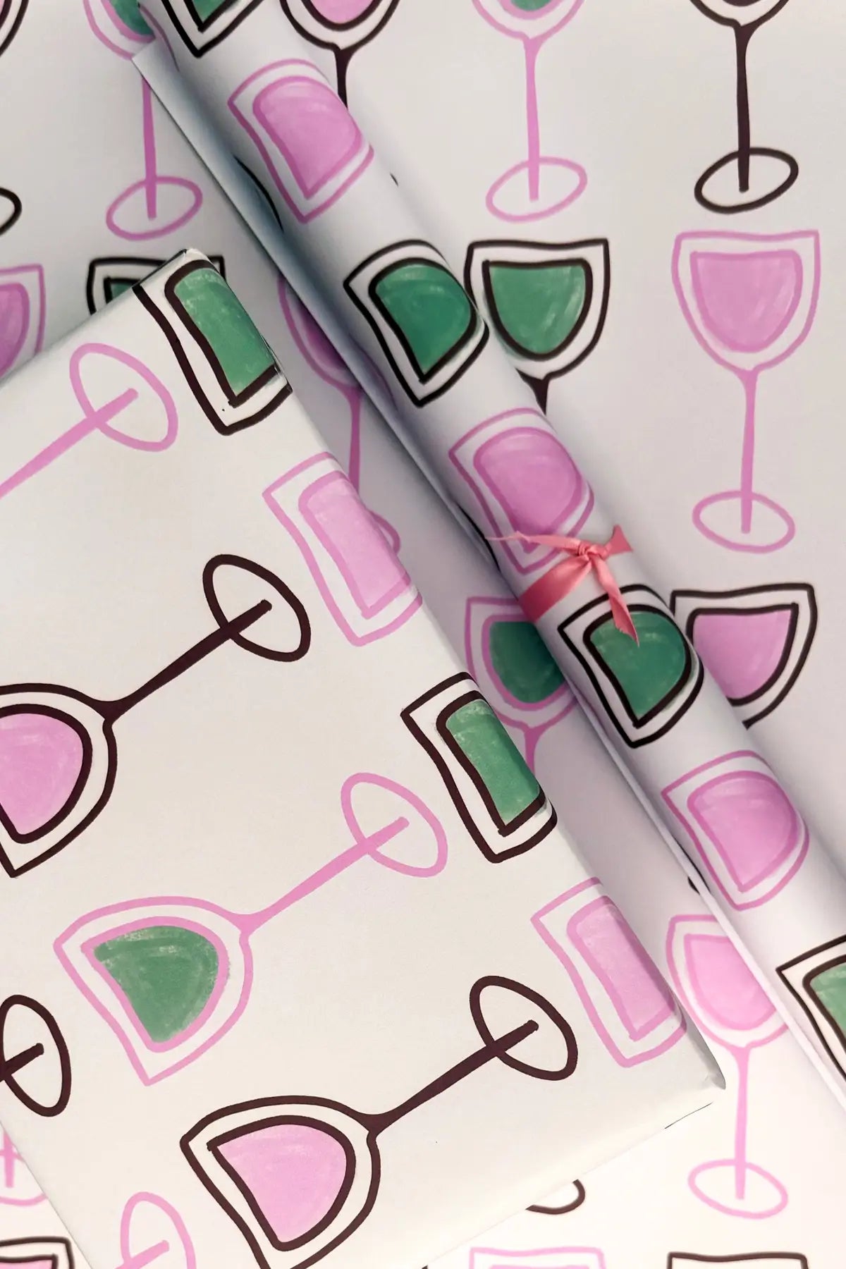 pink and green wine cute gift wrap by wallflower