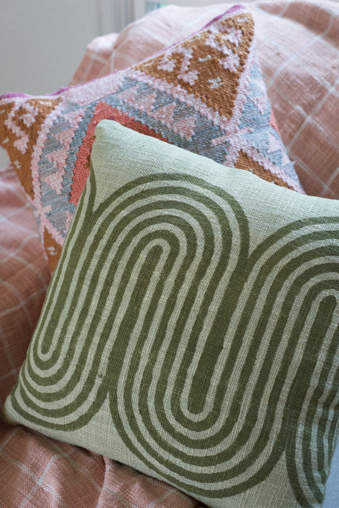 sage green boho pillow ✿ 18x18" throw pillow with insert ✿ wallflower