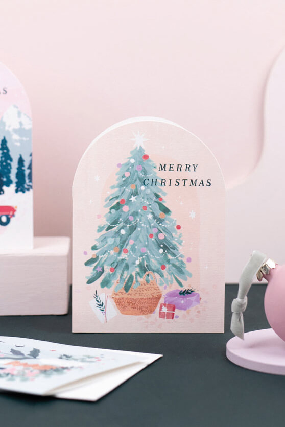 merry christmas tree greeting card
