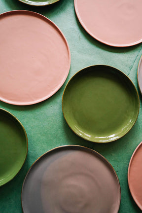 handmade porcelain plates on wallflower