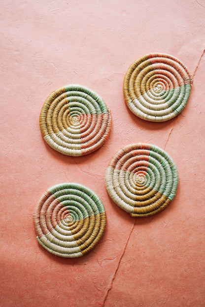 pastel woven pinwheel coasters