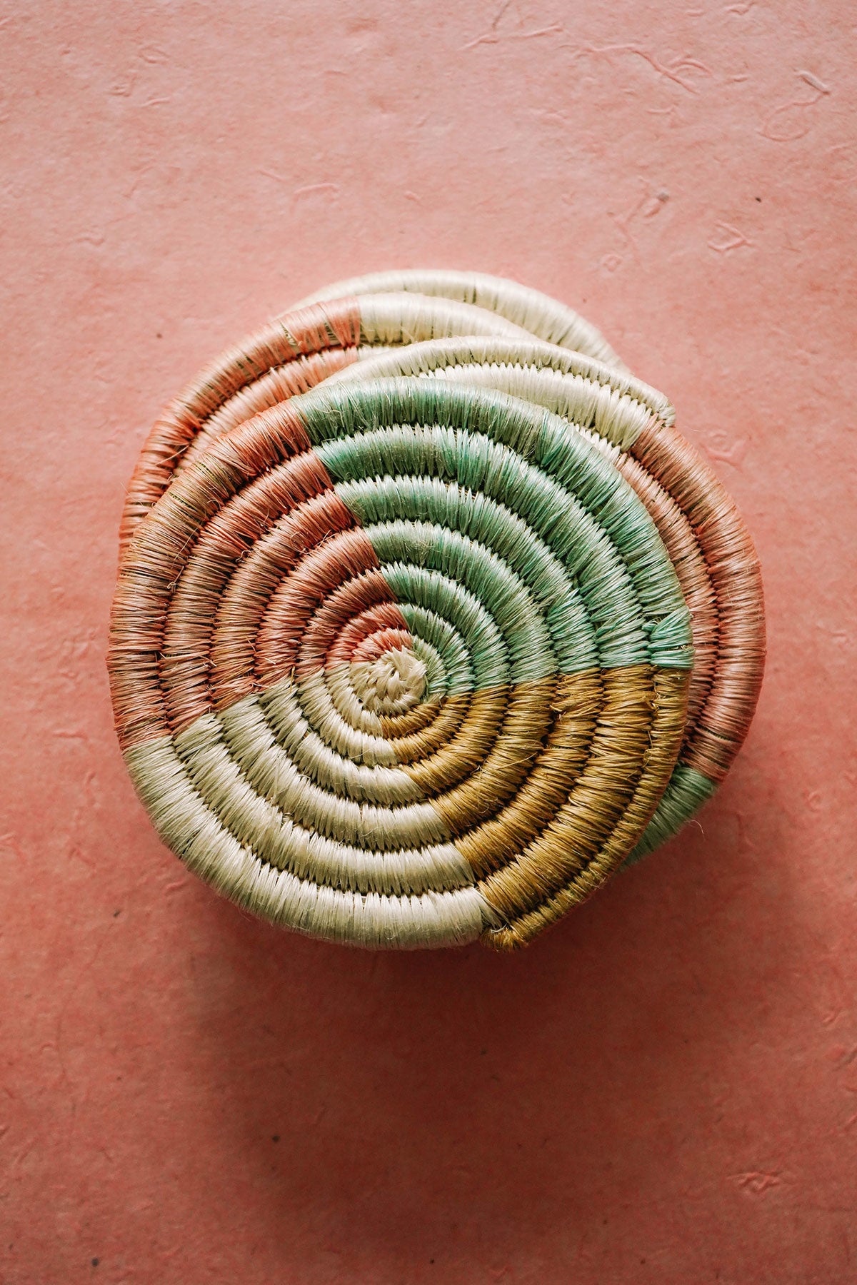 pastel woven pinwheel coasters
