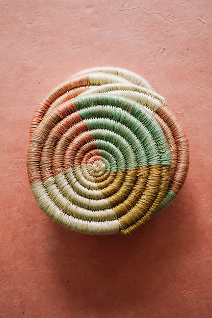 pastel woven pinwheel coasters