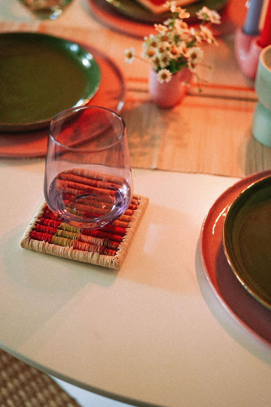 woven colorblock coasters by kazi