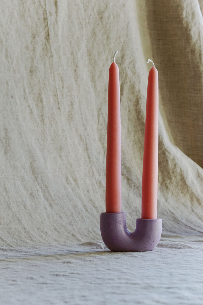 lavender taper candle holders
