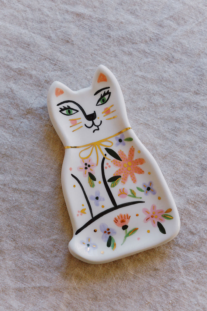 ceramic jewelry dish ✿ floral cat ceramics ✿ shop cat gifts on wallflo…