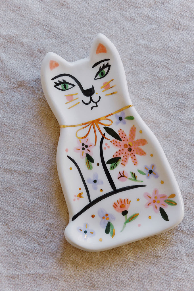 ceramic jewelry dish ✿ floral cat ceramics ✿ shop cat gifts on wallflo…