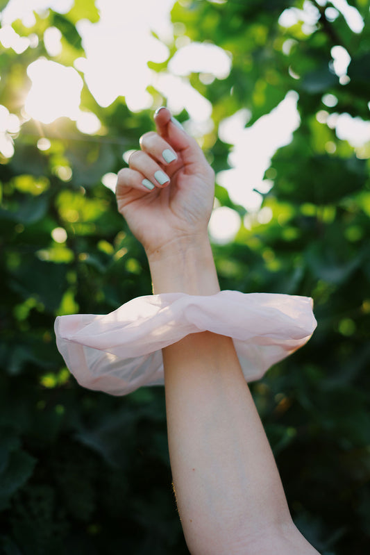 pink oversized sheer scrunchie