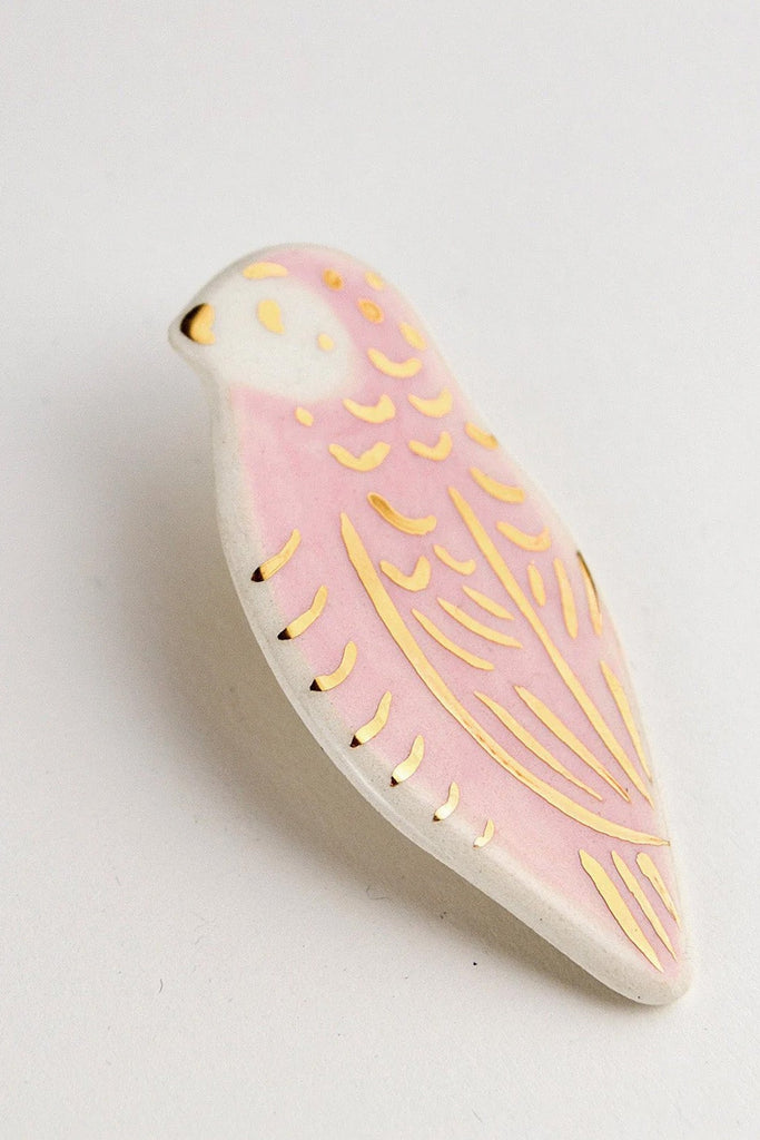 pink ceramic bird pin