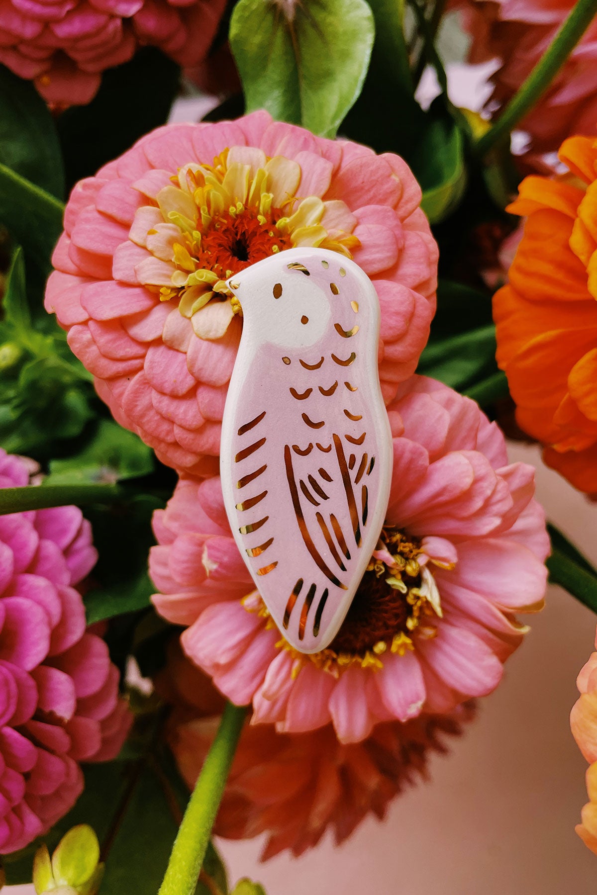 ceramic bird pin by gruni studio for wallflower