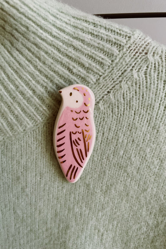 ceramic bird pin by gruni studio for wallflower
