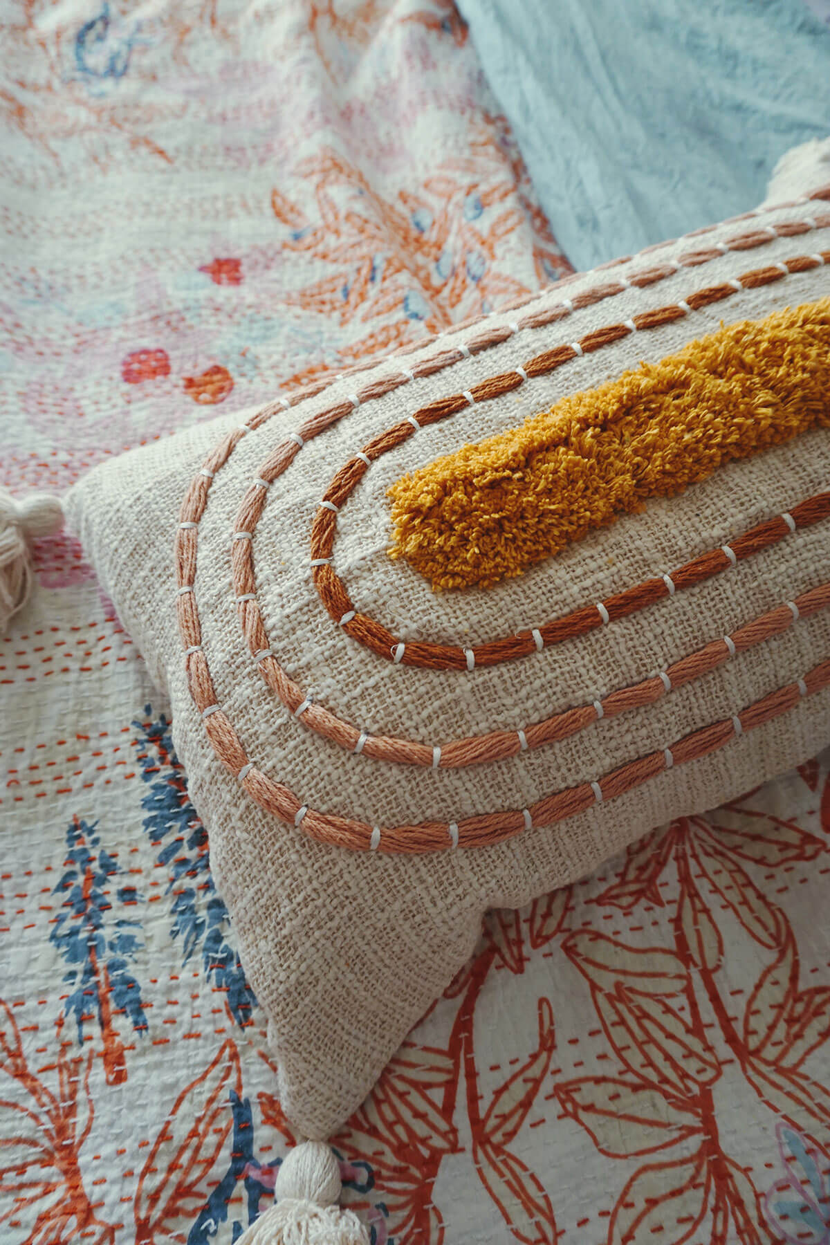 Boho pink online pillow