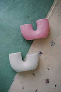 pastel mint and pink taper candle holders