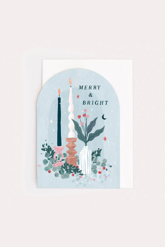 merry & bright candles christmas card