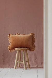 Soft Velvet Ruffle Pillow in Caramel