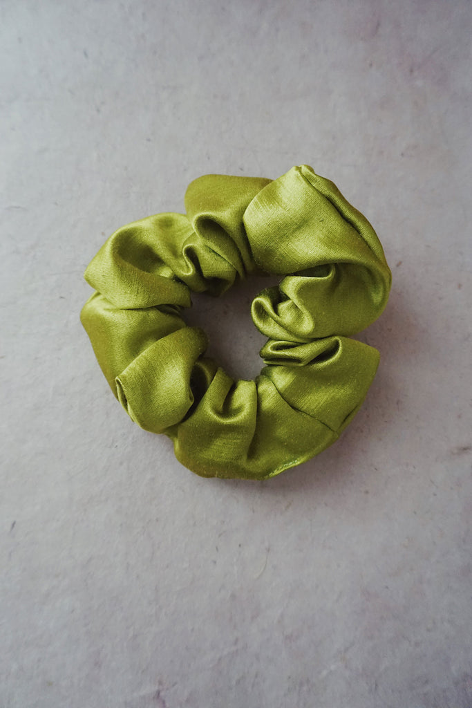 chartreuse hemp silk scrunchie