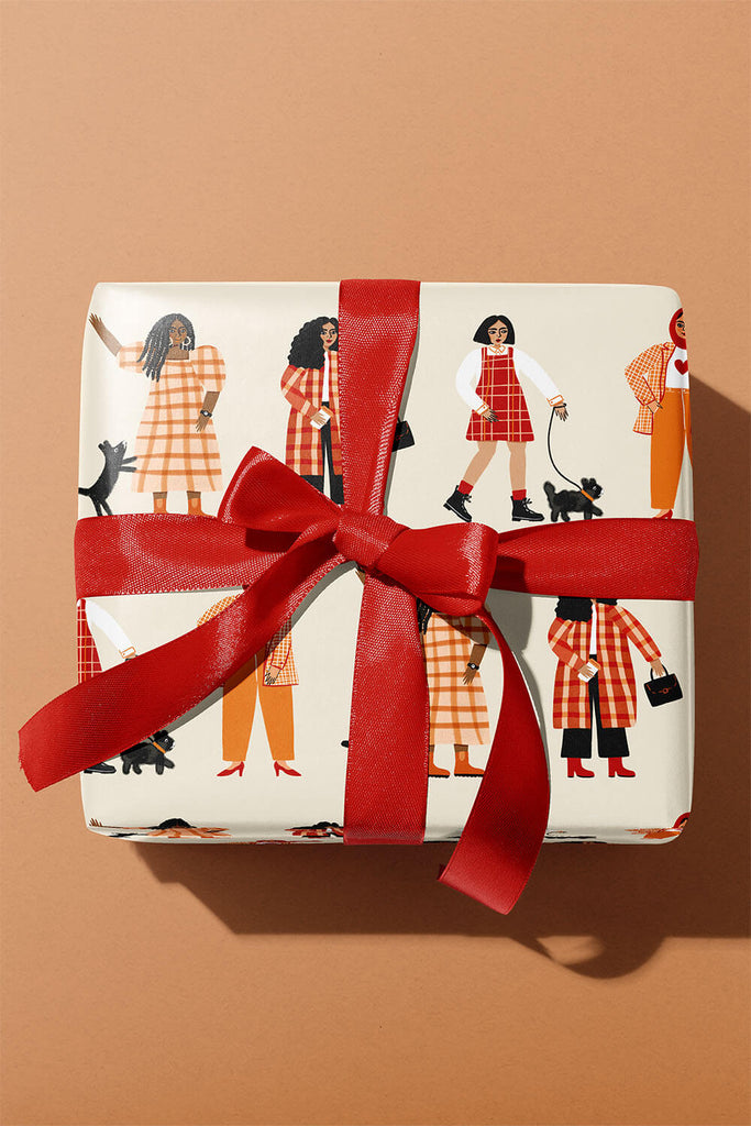 checkered girls gift wrapping paper
