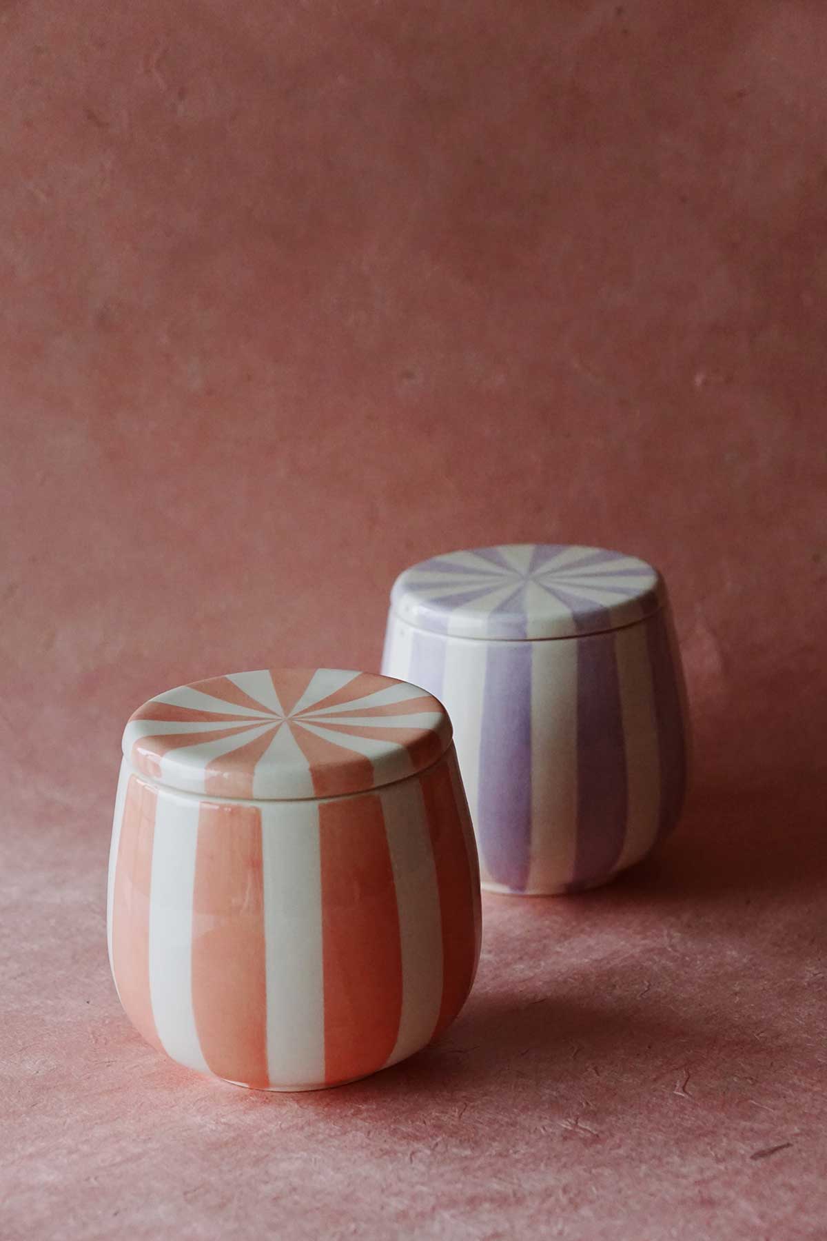 Circus Stripes Ceramic Jar with Lid