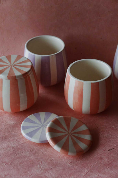 Circus Stripes Ceramic Jar with Lid